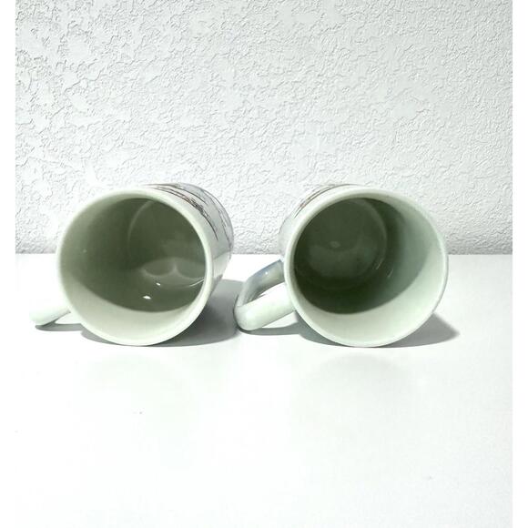 Vintage Otagiri Coffee Mugs Ceramic Biplane Design Clouds Collectible Set of 2 - Picture 5 of 9